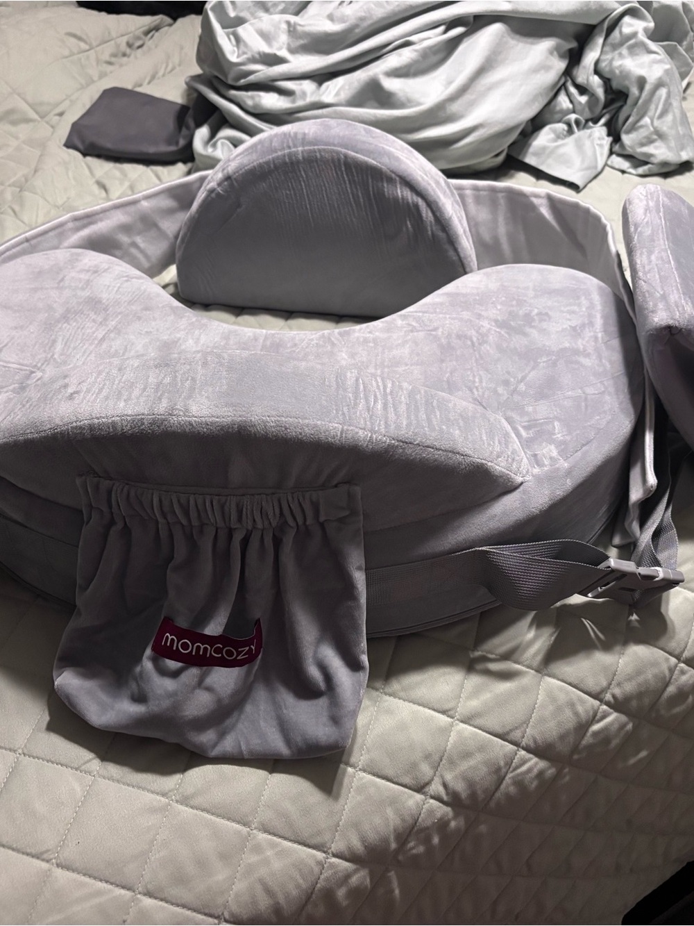 Momcozy Gray Nursing Pillow with Back Support - Gray